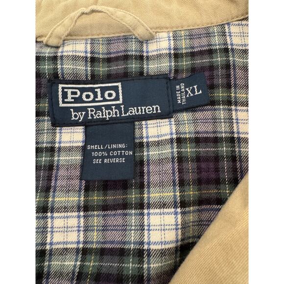 Vintage Polo Ralph Lauren Harrington Jacket XL 90s Khaki Bomber Flannel Lined - Picture 3 of 11